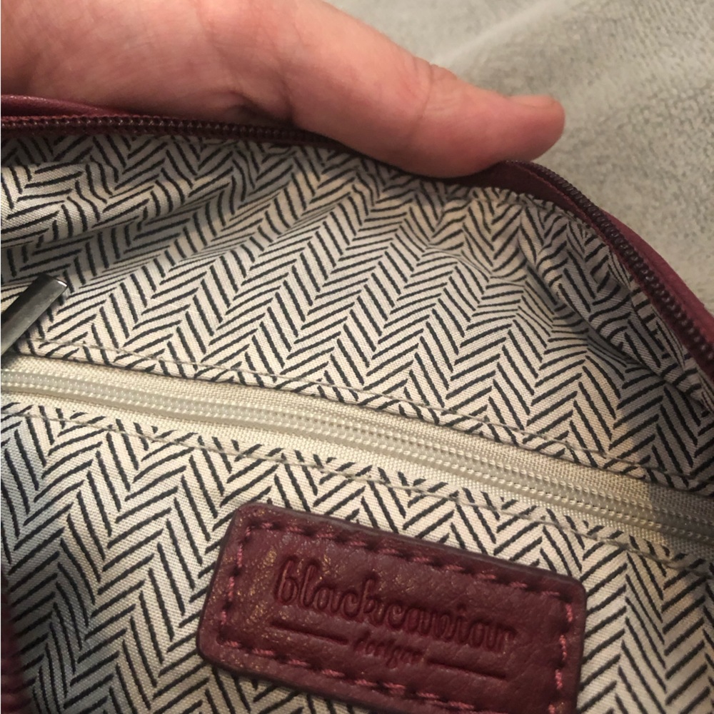As New-Burgundy-Red Vegan Leather” Black Caviar” cross body handbag - Picture 4 of 16